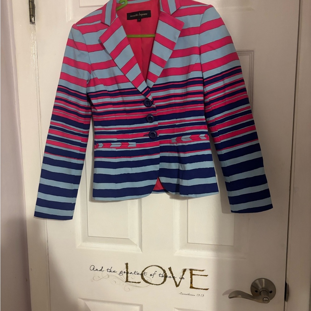 Nanette Lepore Women's Striped Blazer - Pink and Blue